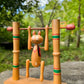 figurine japonaise chat acrobate bois