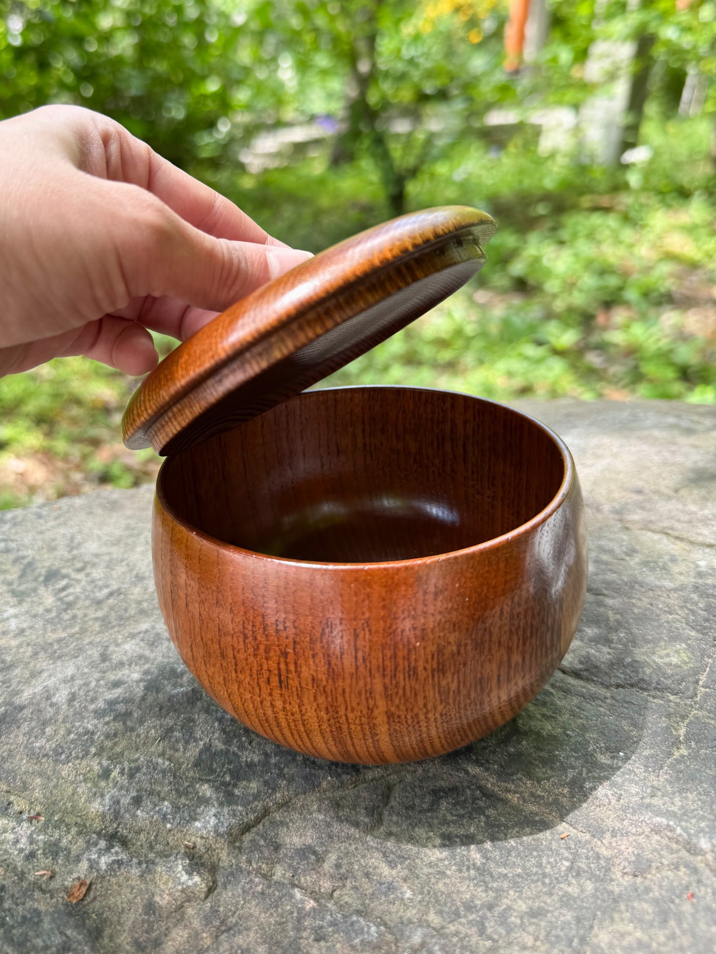 boite japonaise bois naturel vernis couvercle
