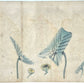 peinture japonaise sumi-e représentant un lotus et fleurs naissantes, sur papier washi, verso