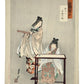 estampe japonaise d'ogata gekko, deux femmes brodant, métier à tisser 