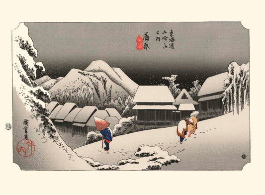estampe japonaise Hiroshige paysage neige à Kambara reproduction Fine Art