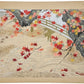 estampe japonaise école Kano, érables rouge à l'automne, pont et rivière à Uji