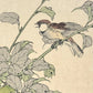 Estampe Japonaise de Imao Keinen, été, moineau et prunier, branche, feuille et oiseau