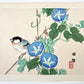 estampe japonaise oiseau et fleurs bleues