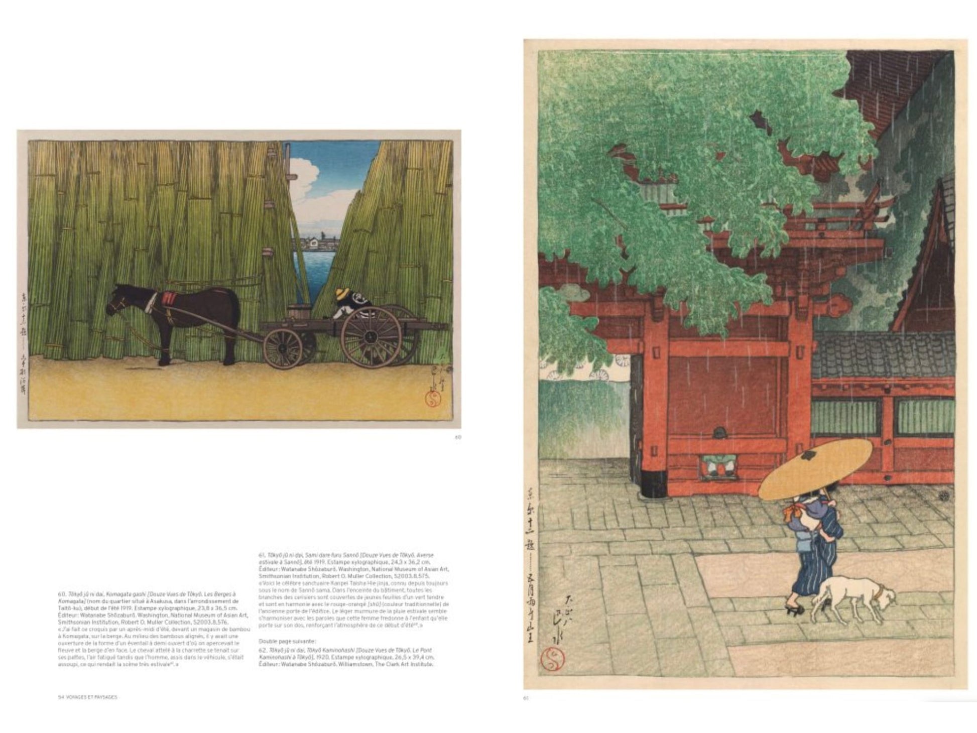 livre Hasui Kawase de Brigitte Koyama Richard, éditions Scala, page intérieure paysage pluie