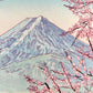 estampe japonaise Mont Fuji cerisier en fleurs, le sommet