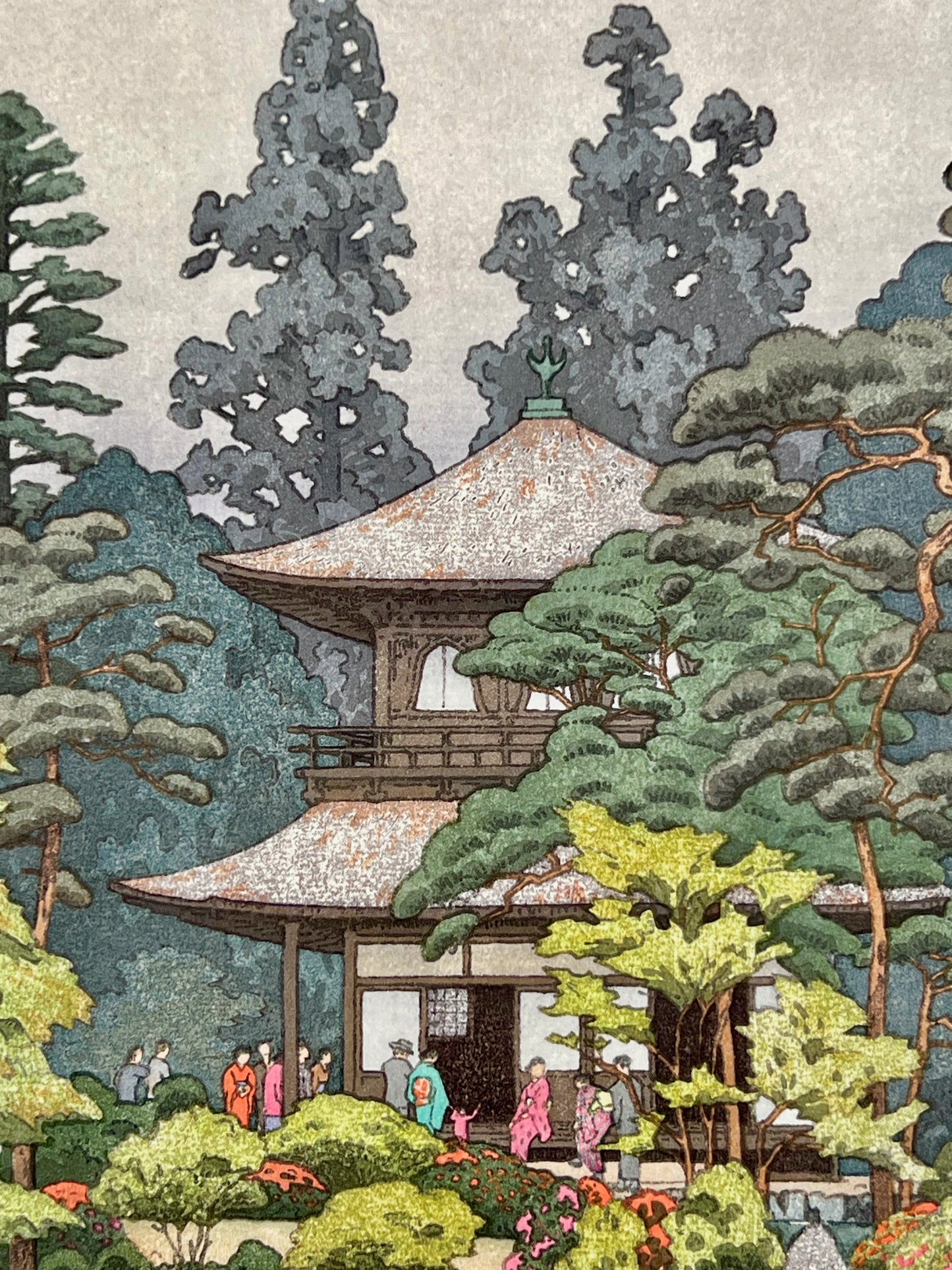 Estampe Japonaise Yoshida Toshi Pavillon d'argent Kyoto pagode