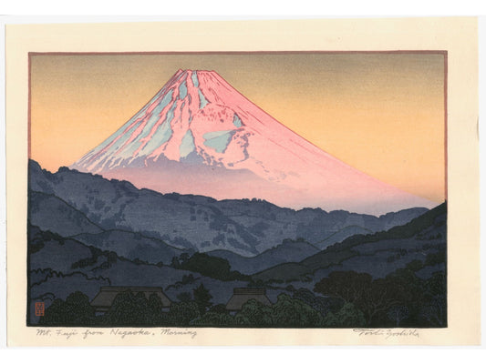 Estampe Japonaise de Yoshida Toshi | Le Mont Fuji depuis Nagaoka le Matin