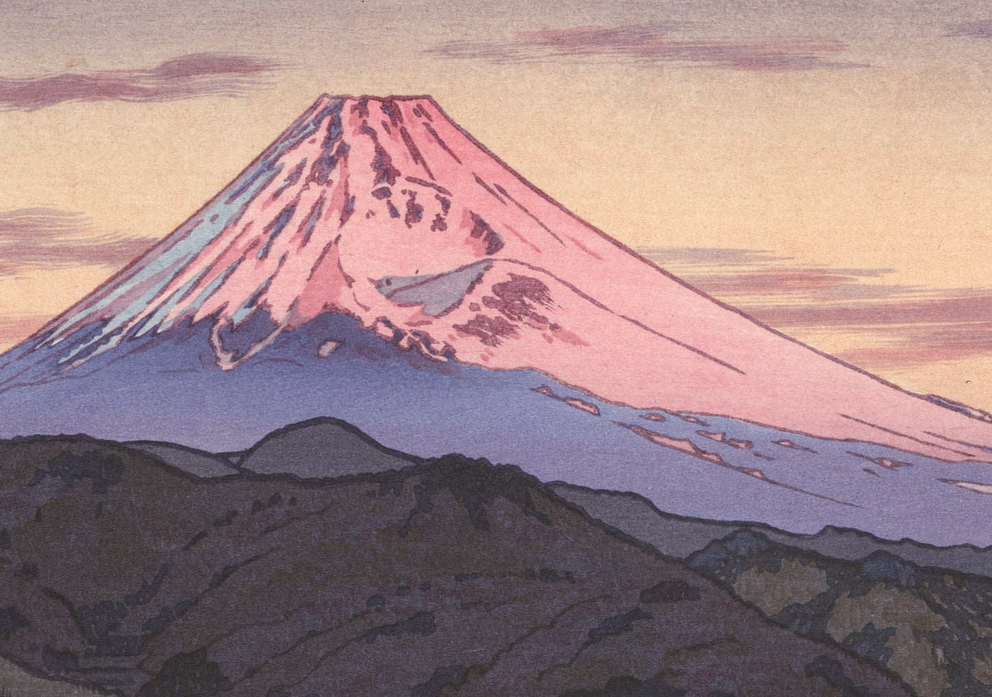 Estampe Japonaise de Yoshida Toshi | le Mont Fuji vu de Ohito, le matin